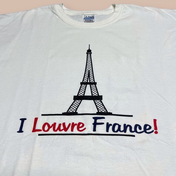 Vintage “I Louvre France” Tee Louvre Museum Size XL White Short Sleeve T-Shirt - Picture 2 of 3